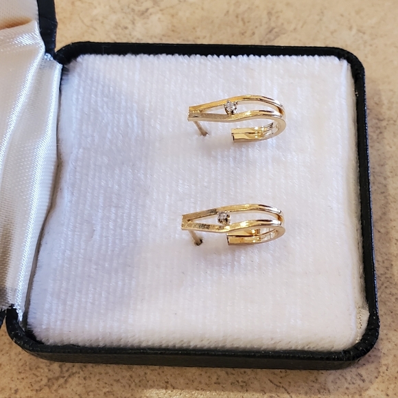 14K Gold Diamond Accent Earrings - Picture 8 of 14